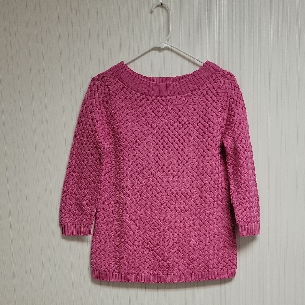 Talbot's Pink Women's Basketweave Sweater, Petite Med. Grandma New Office